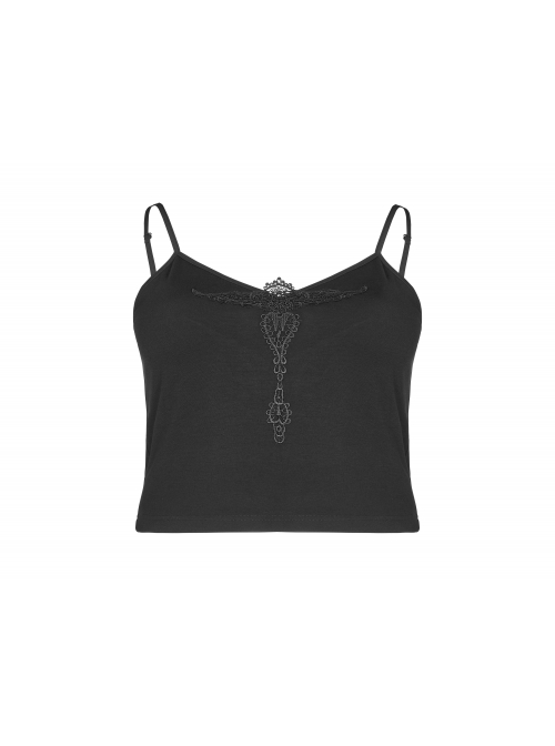 Black Gothic Plus Size Front Chest Decals Camisole
