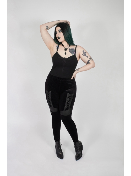 Black Gothic Plus Size Front Chest Decals Camisole