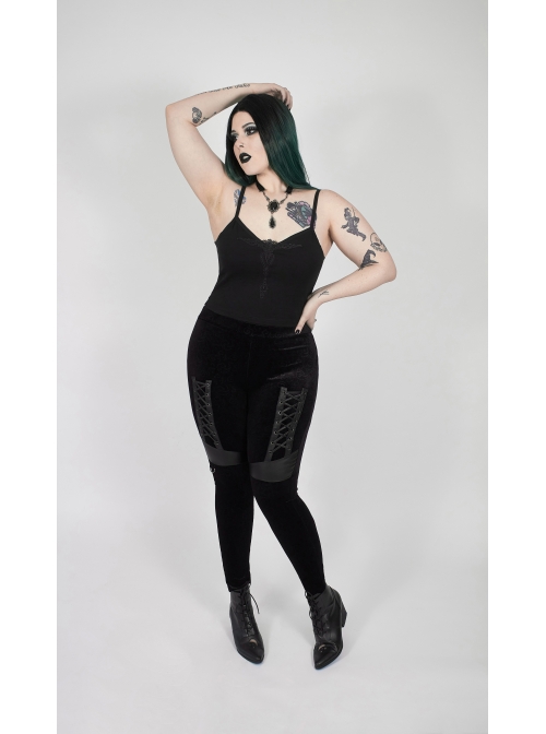 Black Gothic Plus Size Front Chest Decals Camisole
