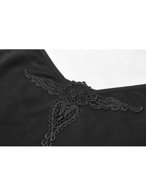 Black Gothic Plus Size Front Chest Decals Camisole