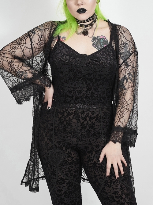 Black Punk Plus Size Front Chest Decals Velvet Camisole