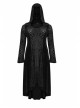 Front Chest Decals Flare Sleeve Back Waist Lace-Up Frill Hem Black Gothic Plus Size Velvet Hooded Coat