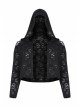 Black Gothic Plus Size Hollow-Out Long Sleeve Thickened Mesh Hooded Short Coat