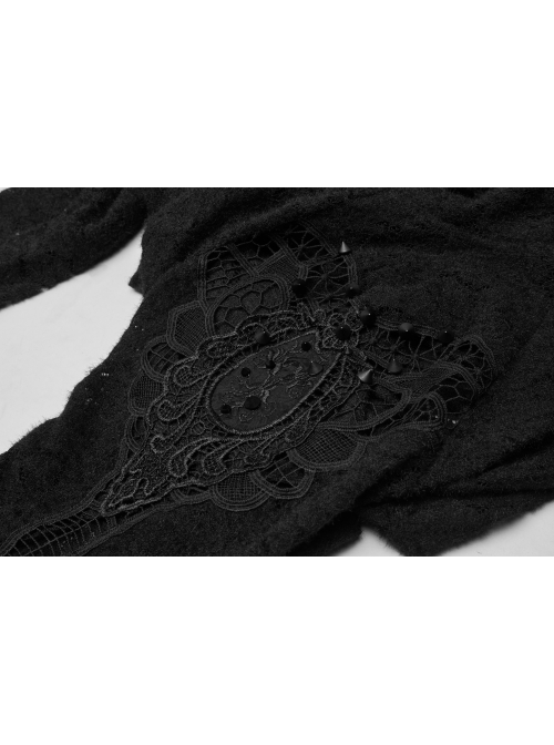 Black Gothic Plus Size Hollow-Out Long Sleeve Thickened Mesh Hooded Short Coat
