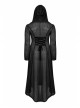 Front Chest Decals Long Sleeve Back Waist Lace-Up Black Gothic Plus Size Mesh Hooded Coat