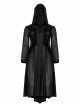 Front Chest Decals Long Sleeve Back Waist Lace-Up Black Gothic Plus Size Mesh Hooded Coat