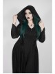 Front Chest Decals Long Sleeve Back Waist Lace-Up Black Gothic Plus Size Mesh Hooded Coat