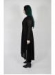 Front Chest Decals Long Sleeve Back Waist Lace-Up Black Gothic Plus Size Mesh Hooded Coat