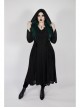 Front Chest Decals Long Sleeve Back Waist Lace-Up Black Gothic Plus Size Mesh Hooded Coat