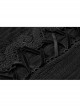 Front Chest Decals Long Sleeve Back Waist Lace-Up Black Gothic Plus Size Mesh Hooded Coat