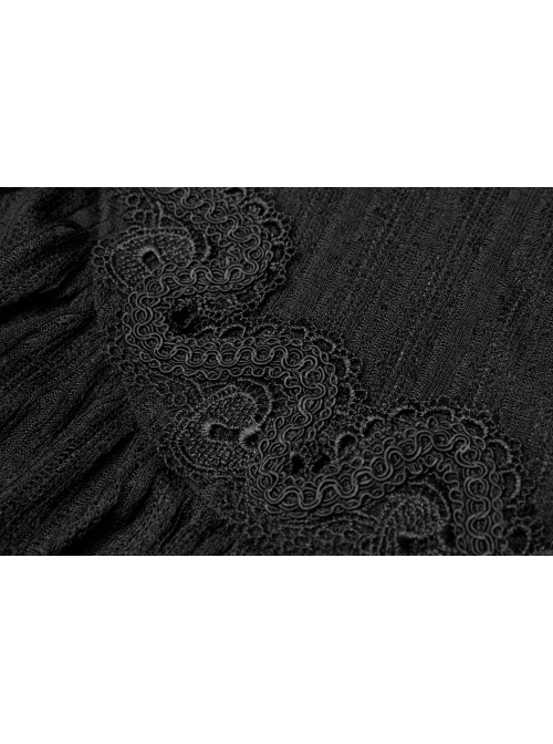 Front Chest Decals Long Sleeve Back Waist Lace-Up Black Gothic Plus Size Mesh Hooded Coat