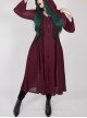 Front Chest Decals Long Sleeve Back Waist Lace-Up Wine Red Gothic Plus Size Mesh Hooded Coat