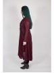 Front Chest Decals Long Sleeve Back Waist Lace-Up Wine Red Gothic Plus Size Mesh Hooded Coat