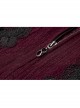 Front Chest Decals Long Sleeve Back Waist Lace-Up Wine Red Gothic Plus Size Mesh Hooded Coat