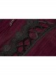 Front Chest Decals Long Sleeve Back Waist Lace-Up Wine Red Gothic Plus Size Mesh Hooded Coat