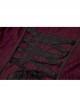 Front Chest Decals Long Sleeve Back Waist Lace-Up Wine Red Gothic Plus Size Mesh Hooded Coat