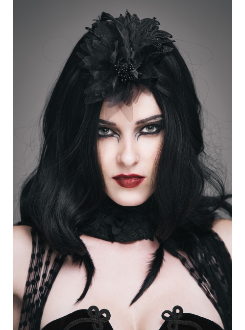 Feather Pattern Lace Three-Dimensional Flowers Mesh Flower Headdress