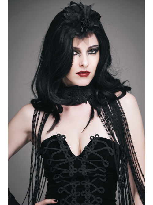 Feather Pattern Lace Three-Dimensional Flowers Mesh Flower Headdress