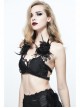 Feather Rose Decoration Lace Ribbon Black Gothic Flocking Halter Corset