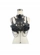 Three-Dimensional Lace Decals Metal Chain Glass Beads Decoration Black Gothic Corset