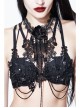 Three-Dimensional Lace Decals Metal Chain Glass Beads Decoration Black Gothic Corset