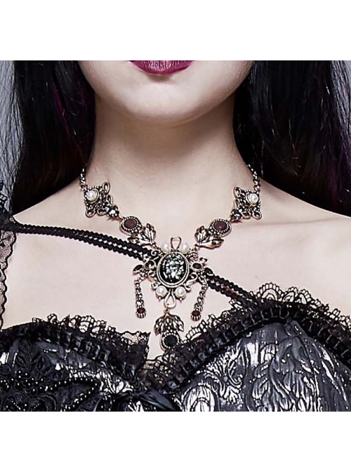 Artificial Jewel Acrylic Pearls Decoration Gold Gothic Vintage Necklace