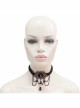 Wine Red Diamonds Metal Chain Hanging Beads Black Gothic Necklace