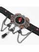 Wine Red Diamonds Metal Chain Hanging Beads Black Gothic Necklace