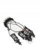 Burgundy Diamonds Metal Chain Black Gothic Lace Gloves