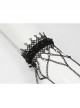 Burgundy Diamonds Metal Chain Black Gothic Lace Gloves