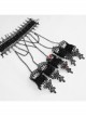Burgundy Diamonds Metal Chain Black Gothic Lace Gloves