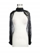Feather Decoration Collar Long Sleeve Black Gothic Lace Shawl