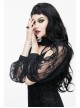 Feather Decoration Collar Long Sleeve Black Gothic Lace Shawl
