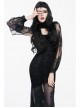 Feather Decoration Collar Long Sleeve Black Gothic Lace Shawl