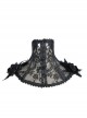 Side Feather Rose Decoration Black Gothic Lace Collar