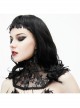 Side Feather Rose Decoration Black Gothic Lace Collar