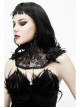 Side Feather Rose Decoration Black Gothic Lace Collar