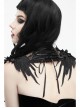 Side Feather Rose Decoration Black Gothic Lace Collar