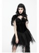 Front Retro Metal Clasp One-Shoulder Long Feather Black Gothic Velvet Collar