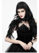 Front Retro Metal Clasp One-Shoulder Long Feather Black Gothic Velvet Collar