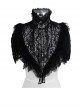 High Collar Splice Feather Lace Black Gothic Jacquard Shawl