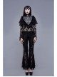 High Collar Splice Feather Lace Black Gothic Jacquard Shawl