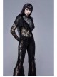 High Collar Splice Feather Lace Black Gothic Jacquard Shawl