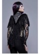 High Collar Splice Feather Lace Black Gothic Jacquard Shawl