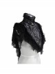 High Collar Splice Feather Lace Black Gothic Jacquard Shawl