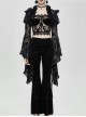 Rabbit Hair Lace Big Flare Sleeve Black Gothic Velvet Flower Shawl