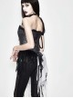 Inclined Shoulder Strap One-Shoulder Back Lace-Up Lace Chiffon Irregular Hem Silver Jacquard Corset