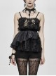 Black Gothic Irregular Organza Hem Three-Dimensional Embroidered Lace Corset