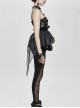 Black Gothic Irregular Organza Hem Three-Dimensional Embroidered Lace Corset