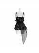 Black Gothic Irregular Organza Hem Three-Dimensional Embroidered Lace Corset
